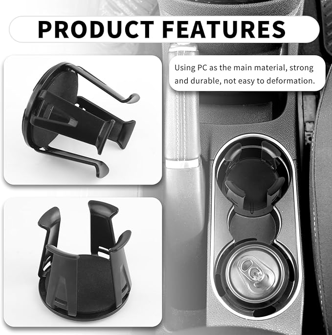 2PCS Car Cup Holder Insert,2026 Upgraded Cupholder Insert for Car with Adaptive Clamping Arm,Essential Self-Adhesive Automotive Cups Holders for Fixing Water Cups and Drinks