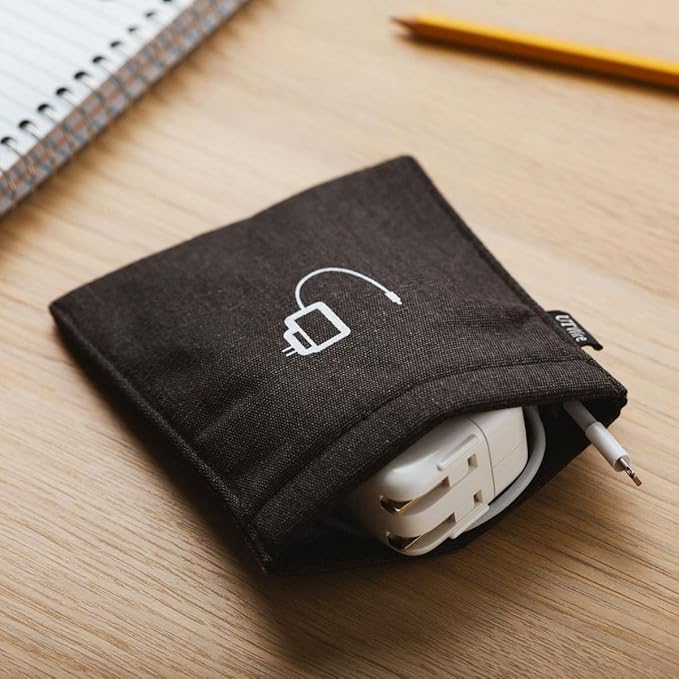 UT Wire Pocket Snap & Store Mobile Earphone Case Pouch, Dusty Rose with Solid Grey Interior