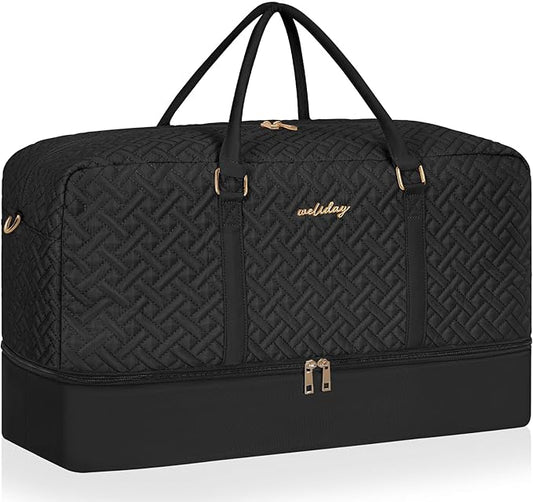 Weekender Bag for Women, Carry on Overnight Bag, 21" Travel Duffel Bag with Waterproof Shoe Compartment for Weekend Travel Business Trip
