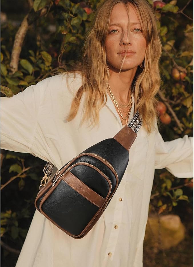 GAEKEAO Sling Bag Crossbody Bags for Women Travel Fanny Packs Trendy Cross Body Purses Vegan Leather Chest Bag