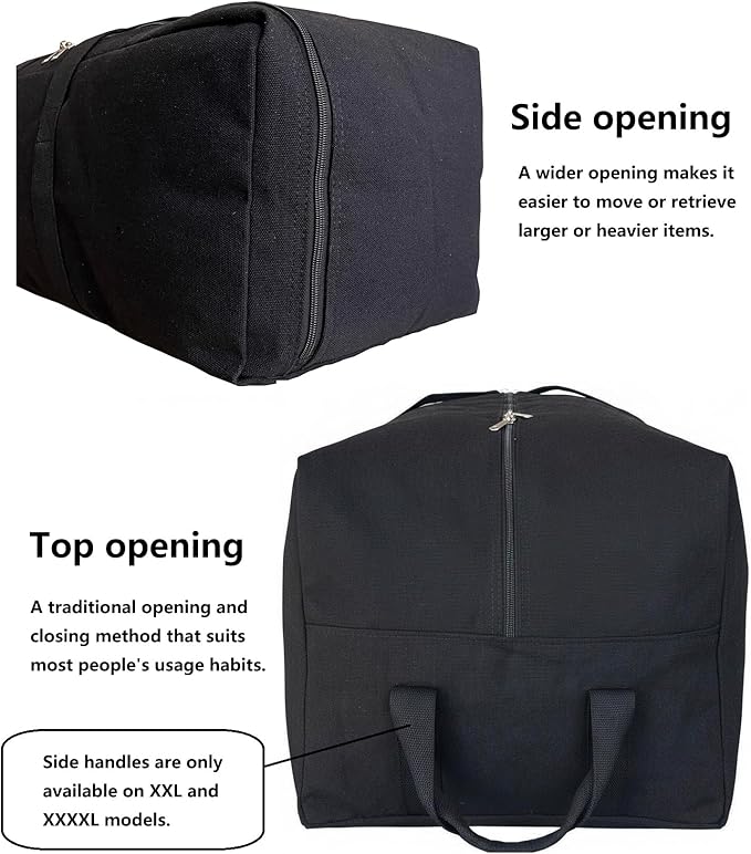 DoYiKe Extra Large Canvas Travel Duffle Bag Heavy Duty, Sports Military Camping Tent Travel Storage Black