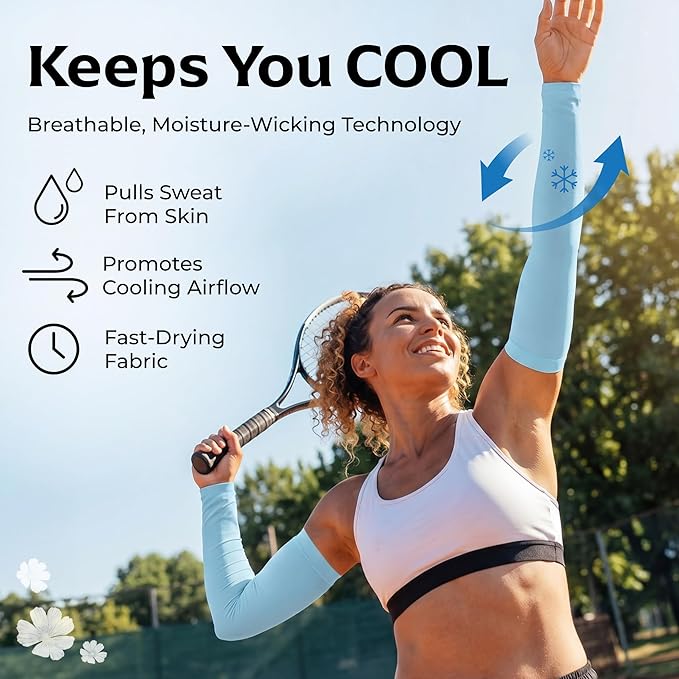 SportsTrail Cooling Arm Sleeves for Men & Women – Breathable, UV Sun Protection, Sports Arm Sleeves for Women, Men & Youth