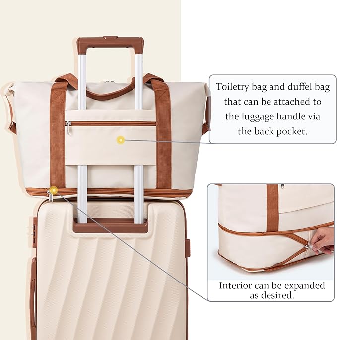 Luggage Sets 6 Piece Suitcases with Wheels,ABS Hard Case Suitcases with Spinner Wheels,Durable Travel Luggage(Beige, 6 Piece Set(16"/20"/24"/28))