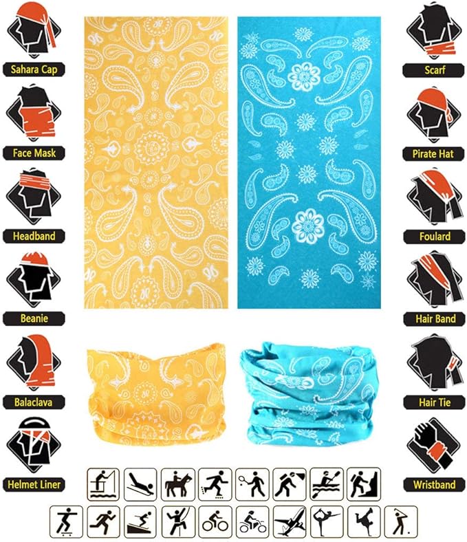 VANCROWN Headband Neck Gaiter Head Wrap Headwear Face Mask Magic Scarf Bandana for Men and Women