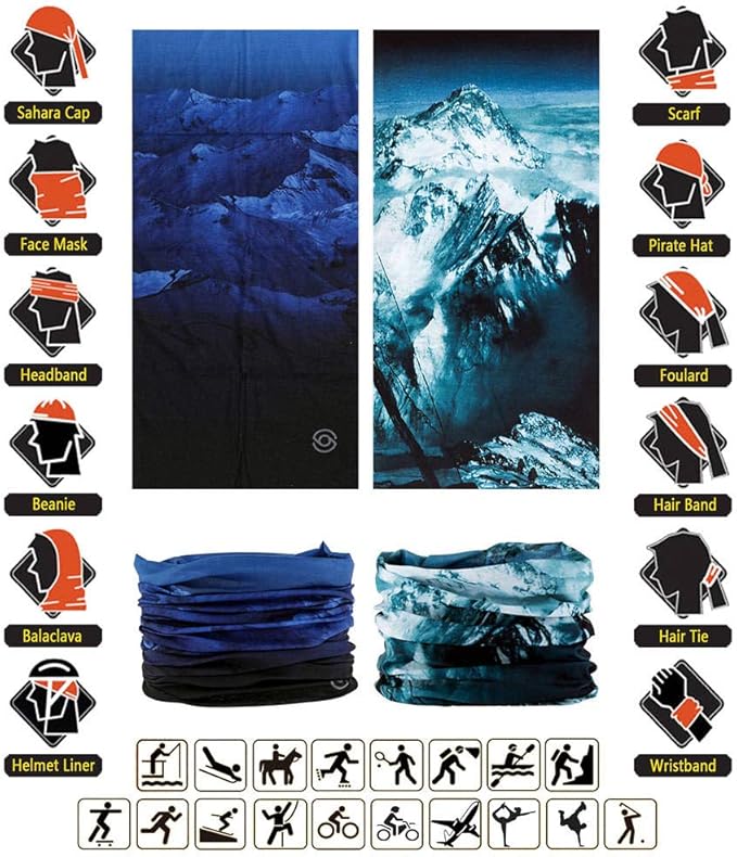 VANCROWN Headband Neck Gaiter Head Wrap Headwear Face Mask Magic Scarf Bandana for Men and Women