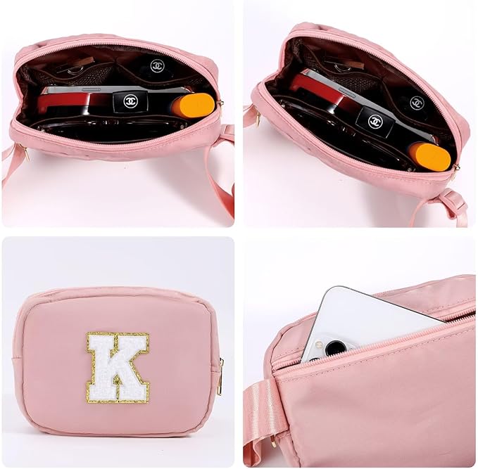 YOOLIFE Initial Crossbody Bags for Women - Belt Bag Fanny Packs for Women Cross Body Bag Sling Bag Black Small Waist Packs Travel Accessories Monogrammed Gifts I