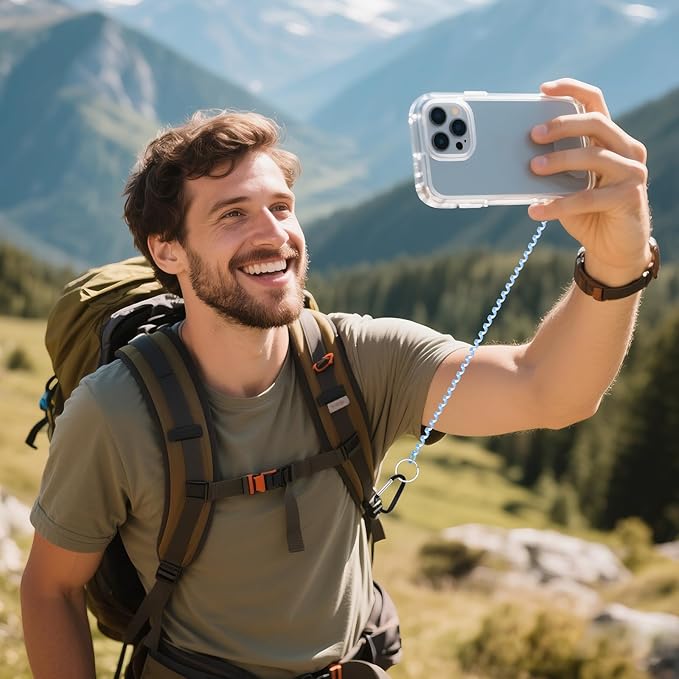 SHANSHUI Phone Lanyard Tether, Stretchy Phone Strap Patch Anchor Outdoor Climbing Hook Compatible for Most Smartphones