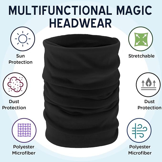 Jiuguva 26 Pcs Neck Gaiter Men Face Mask Headband Boho Head Wrap Headwear Bulk Hiking Seamless Neck Scarf Skull Bandana Women