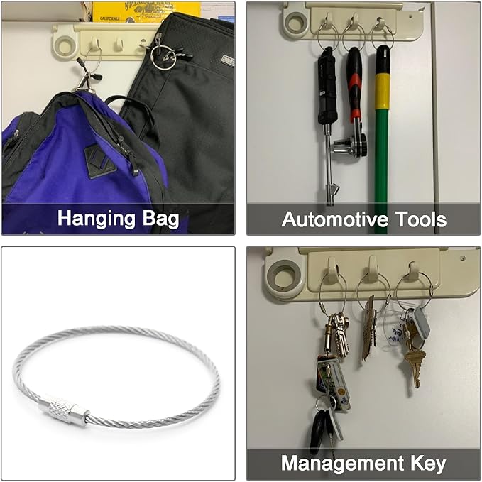 CooBigo 25 Pack Wire Key Ring Large Cable Key Chain Rings 6" Metal Keychain Keyring Loop Bulk for Outdoor Luggage Tags(THICK: 2MM)