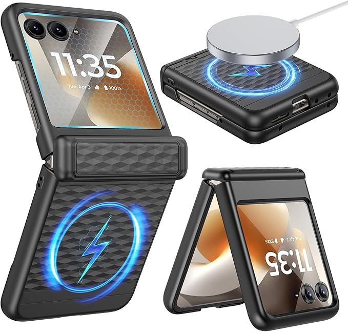 VEGO for Motorola Razr 2026/2025/2024 Case with Screen Protector [Compatible with MagSafe][Hinge Protection] Hard PC hockproof Protective Magnetic Cover for Moto Razr 2026/2025 Case- Cube Black