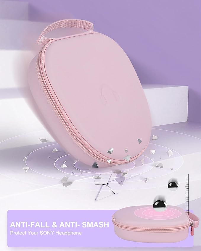 Headphone Case for Sony WH-CH720N Soundcore by Anker Q20i, Hard Portable Over Ear Headphone Carrying Case, Wireless Headphone Storage Protective Case for Travel Home (Pink)