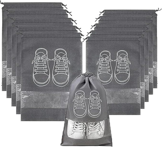 Shoe Bags for Travel, 10 Pcs Travel Shoe Bag Travel Bags Covers for Traveling Packing, Travel Shoe Bags for Storage for Packing in Suitcase (Large, Medium)