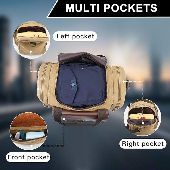 22L Lightweight Travel Duffle Bag - Approved Under Seat Carry-On, Multi-Pocket Weekender Gym Bag with Adjustable Straps, Unisex Overnight Bag for Men & Women