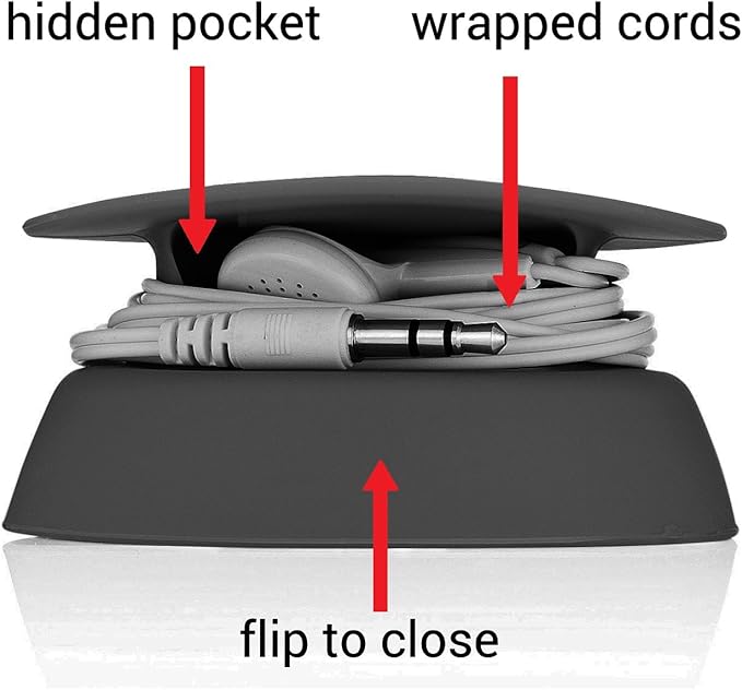 Budley - Tangle-Free Earphone/Earbud Case Compact Storage System, Silicone (Black, Set of 1)