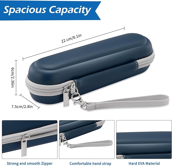 Toothbrush Travel Case for Oral B/Oral-B Pro 1000 1500 5000 7000 & Philips Sonicare 4100 1100 5300 5100 6100/iO Electric Toothbrush, Hard Protective Storage Bag (Deep blue case with toothbrush cap)