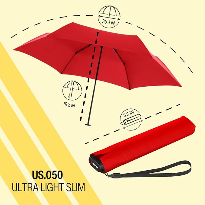 Knirps US.050 Ultra Light Pocket Size Manual Rain Umbrella with Carrying Case