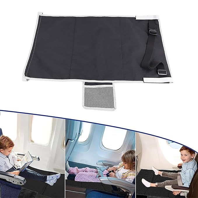 Toddler Airplane Bed, Kids Seat Extender Travel Bed, Portable Long Trip Flyaway Kid Seat Footrest, Must Have for Infant Sleeping & Rest, Toddler Travel Essential for Airplane (Black)