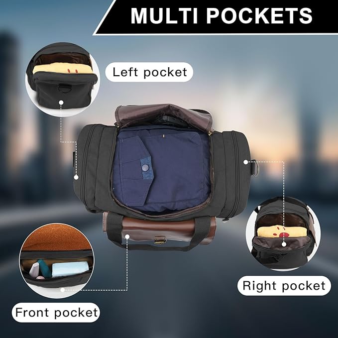 22L Lightweight Travel Duffle Bag - Approved Under Seat Carry-On, Multi-Pocket Weekender Gym Bag with Adjustable Straps, Unisex Overnight Bag for Men & Women