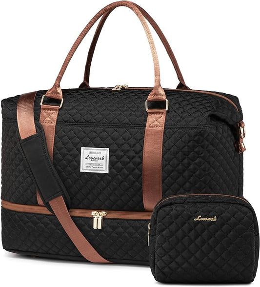LOVEVOOK Travel Duffle Bag,Weekender Bags for Women with Shoe Compartment，Carry on Overnight Bag with Toiletry Bag,Gym Duffel Bag with Wet Pocket, Hospital Bags for Labor and Delivery
