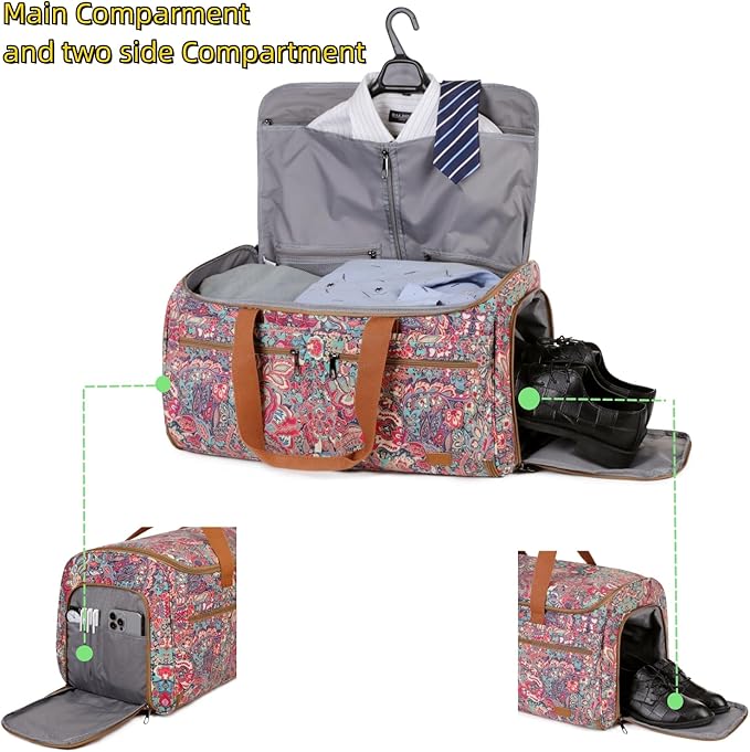 BAOSHA Beautiful Garment Bag Travel Duffle Bag Hybrid Hanging Suit Luggage Bag for Women XZ-03 (Flower)