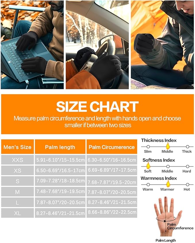 FEWTUR Winter Waterproof Gloves for Women and Men - Thermal Gloves with Touchscreen Fingers, Warm Gloves for Running, Bike and Hiking Cold Weather