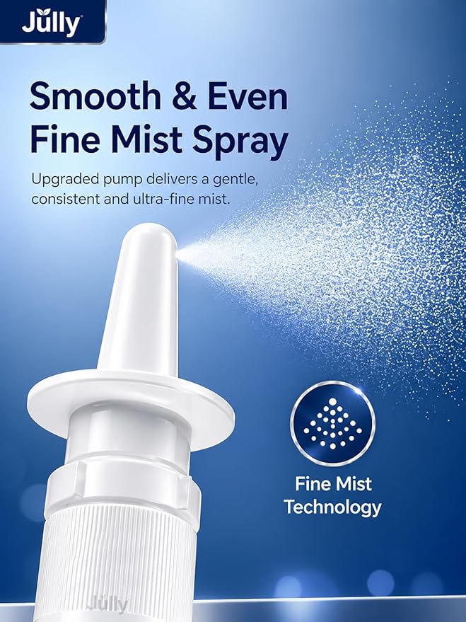 JULLY! 3-Pack 30ML Unique Mist Nasal Spray Bottle – Refillable Pump Sprayer for Nose, Durable HDPE Plastic, Leak-Proof Travel Size for Saline, Personal Care & Home Use, Easy-to-Use Dosage Mechanism