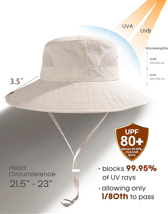 FURTALK Womens Sun Hat with Ponytail Hole Beach Hiking Summer Wide Brim UPF 80+ Outdoor Protection Foldable Bucket Hat