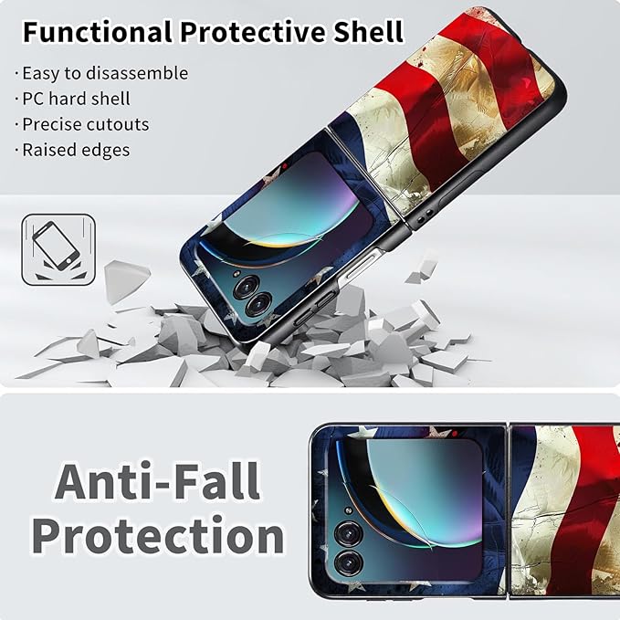 for Motorola Moto Razr 2024 Case,Moto Razr 50 Phone Case Cute Slim Hard PC Ultra-Thin Anti-Scratches Shockproof Protective Cover,Cute Flag