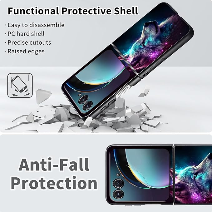 for Motorola Razr Plus 2025 Case,for Razor Plus 2025 Phone Case Cute Slim Hard PC Ultra-Thin Anti-Scratches Shockproof Protective Cover,Glitter Wolf