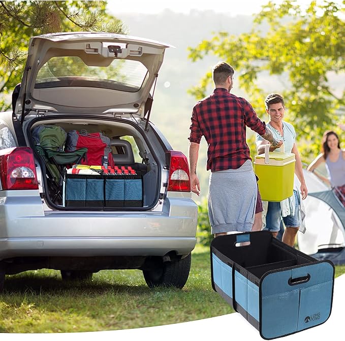 Long Pond Car Trunk Organizer, Storage for SUVs or Sedans, Foldable Cargo Containers with 9 Pockets and Reinforced Handles, with Non-Slip Bottom, Collapsible Storage for SUVs, Sedans, or Any Cars