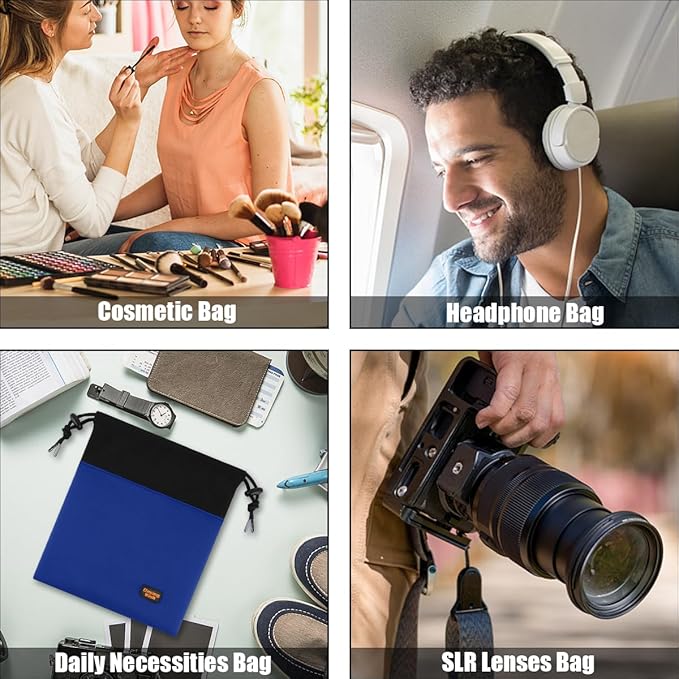 Lightweight Headphone Storage Bag, Portable Headset Carrying Pouch Headphone Case Bag Soft Travel Pouch for Over-Ear Headphones/Gaming Headsets/Neckband Earbuds (Large Blue)