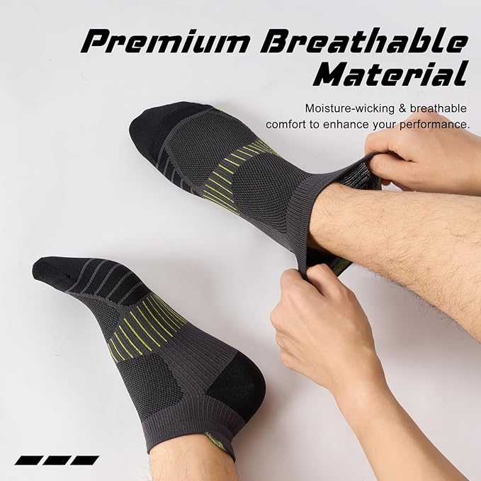 Ankle Compression Socks for Men and Women 6 Pairs, Low Cut Breathable Seamless short Running Socks with Arch Support