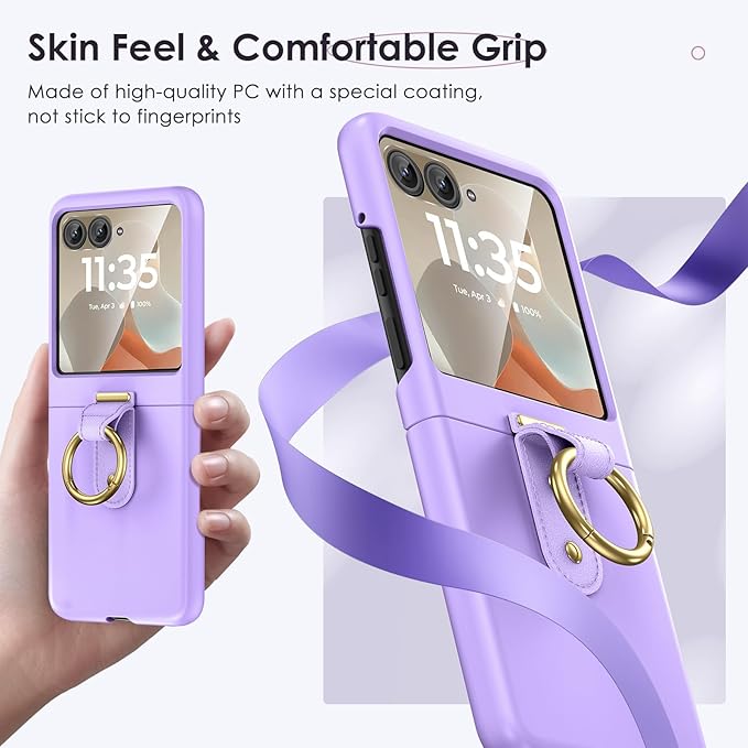 Maxdara for Motorola Razr 2026/2025 Case with Ring [Not Fit Razr Plus 2026], Moto Razr 2026 Case with Built-in Screen Protector Slim Thin Cover(Purple)