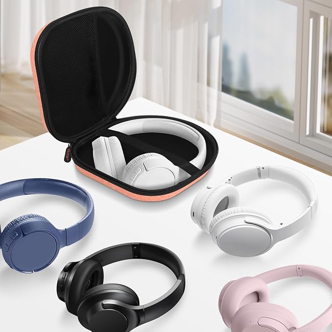 Hard Shell Headphone Case - Durable Zipper Travel Case Portable Carrying Pouch Bag Compatible with Sony WH-CH520/WH-CH720N, JBL Tune 510BT/720BT/520BT/770NC, Soundcore Q20 Q20i Q30, Jlab Headphones