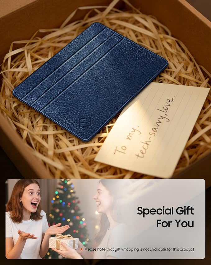 FINTIE Slim Minimalist Front Pocket Wallet, RFID Blocking Credit Card Holder Card Cases with ID Window for Men Women, Navy