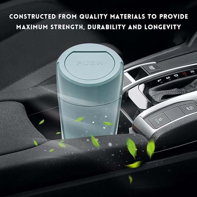 Car Trash Can with Lid, Portable Leakproof Auto Cup Holder Door Garbage Container, Multipurpose Waterproof Mini Cup Holder Trash Can Interior Organizer for Car Home Office (Dark Green)