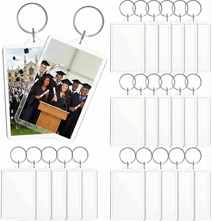 Inbagi Picture Frame Keychain Acrylic Clear Rectangle Photo Keychain Blanks