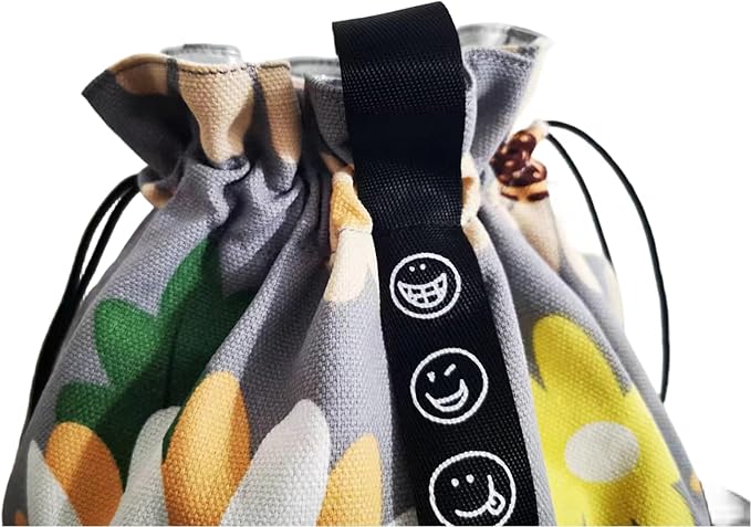 Reusable Drawstring Lunch Bag,Insulated Handbag Tote bag with Handle,Lunch Sackand Drawstring Closure for Women Work Picnic or Travel (Sunflower)