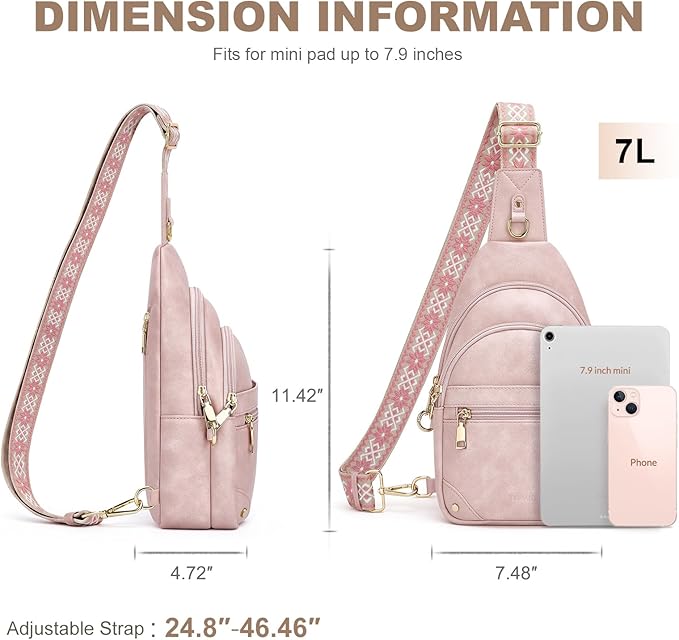 SYTRAH Anti Theft Crossbody Bags for Women, RFID Sling Bag Travel Purse, RFID Cross Body Purses Chest Bag for Travel Pink
