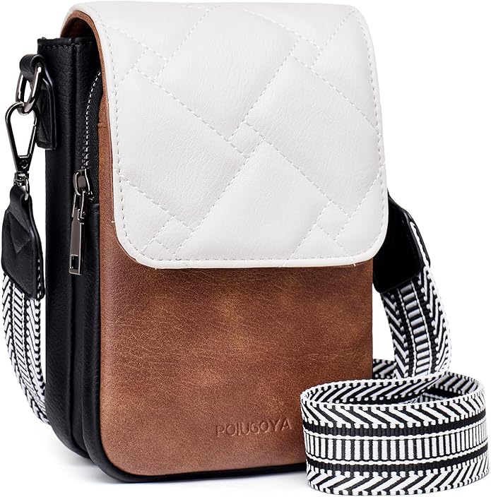 POIUGOYA Crossbody Bags for Women,Small Crossbody Purse with Triple Compartments,Cell Phone Wallet with Card Slots for Travel | Small