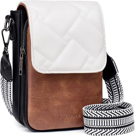 POIUGOYA Crossbody Bags for Women,Small Crossbody Purse with Triple Compartments,Cell Phone Wallet with Card Slots for Travel | Small
