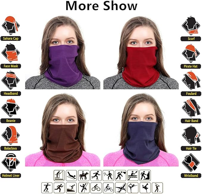 VANCROWN Headband Neck Gaiter Head Wrap Headwear Face Mask Magic Scarf Bandana for Men and Women