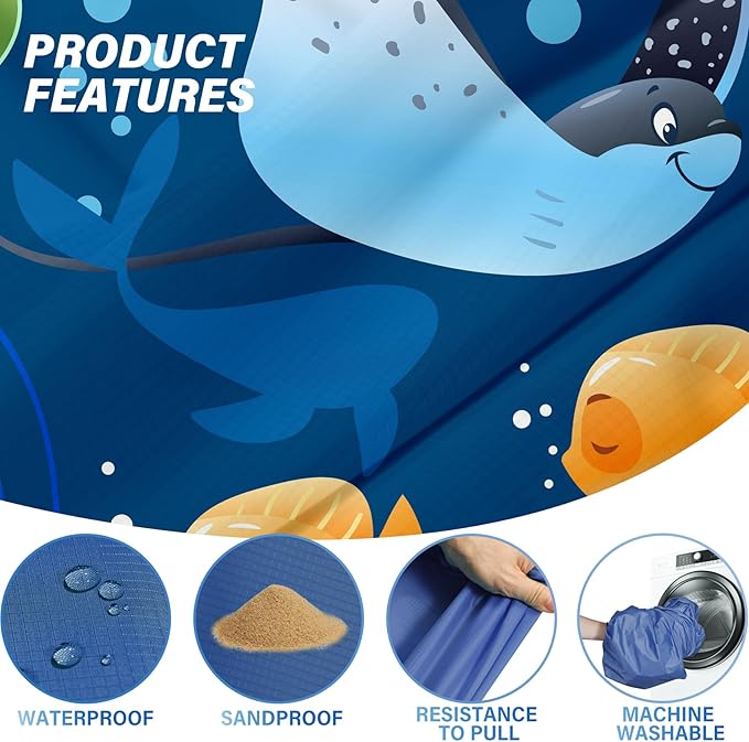 Famstar Beach Blanket Oversized Extra Large 78"X81"/10'X9',Waterproof Sandproof Beach Blanket 2-8 Adults Lightweight Durable for Travel Camping Hiking Picnic