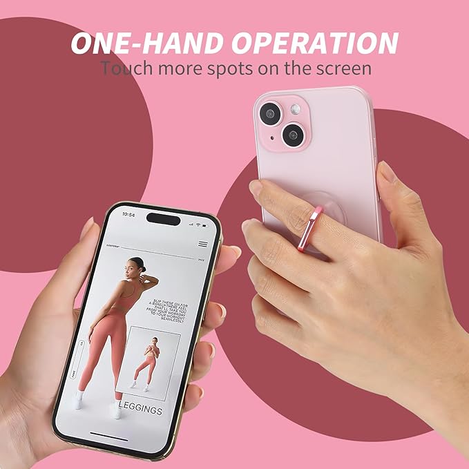 2 Pack Pink Jsoerpay Clear Phone Ring Holder, Transparent Cell Phone Ring Grip 360°Rotation Finger Ring Stand, Phone Kickstand Compatible with Most of Phones, Tablet and Case