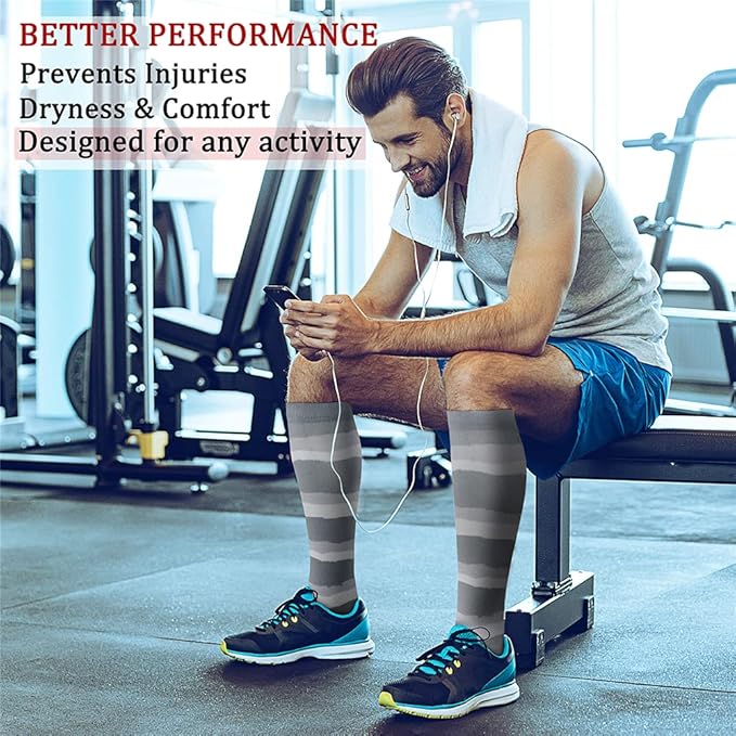 CHARMKING Compression Socks for Women & Men Circulation (8 Pairs) 15-20 mmHg is Best Support for Athletic Running,Cycling