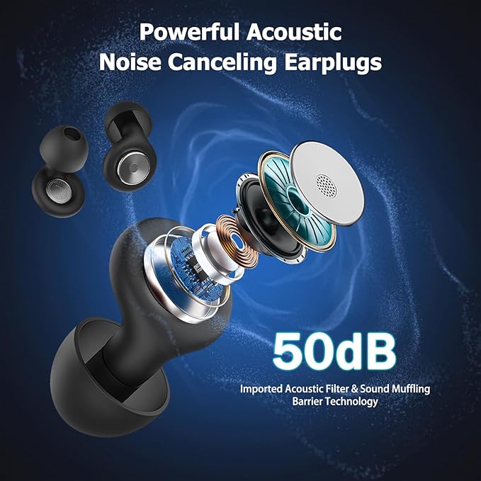 Ear Plugs for Sleeping, 50dB Noise Cancelling Ear Plugs for Noise Reduction, Reusable Silicone Sleeping Earplugs for Snoring, Concert, Shooting & Plane Travel with 8 Eartips Case