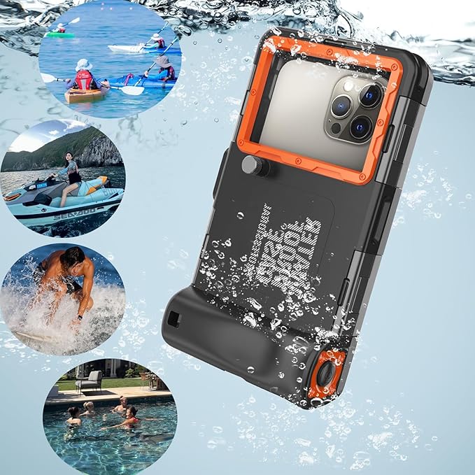 2026 Underwater Snorkeling Diving Phone Case for Phone 17/16/15/14/13/12Pro Max/Galaxy S26/S25/S24/S23.(50ft/15m) Professional Scuba Dive Waterproof Case Underwater Photo Video（Black）