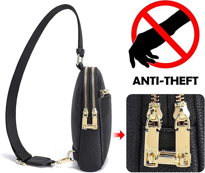 INICAT RFID Blocking Sling Bag, Anti Theft Crossbody Bag for Women Compact Travel Purses Leather