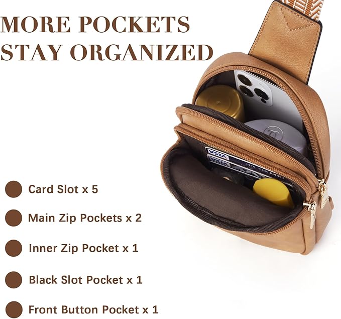 BOSTANTEN Sling Bag Crossbody Bags for Women Trendy Crossbody Purse Leather Chest Bag