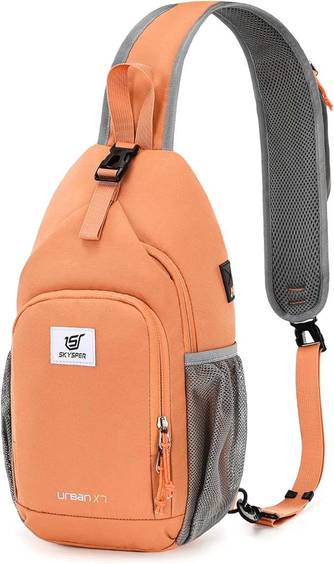 SKYSPER Sling Bag RFID Crossbody Sling Backpack Cross Body Shoulder Bag Travel Hiking Daypack for Women Men(Orange)